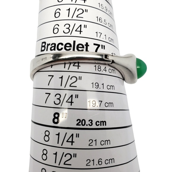 Sterling Silver Green Chrysoprase Gemstone Hinged Bangle Bracelet #20645 - Picture 9 of 10